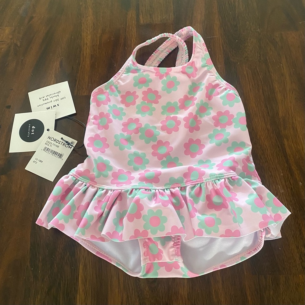 Dot Australia Pink & Mint Floral Ruffle One-Piece Swimsuit